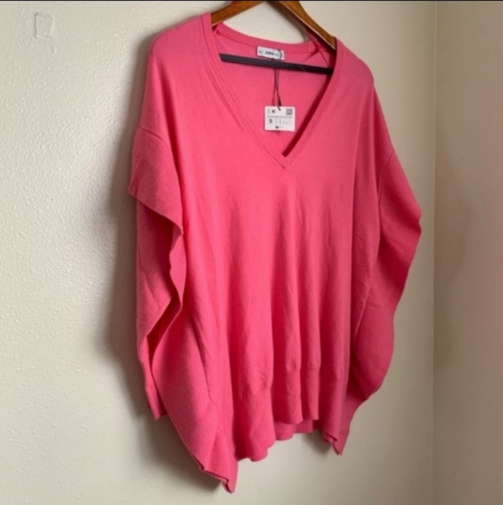 NWT Zara Pink Ruffle Sweater - Picture 4 of 7